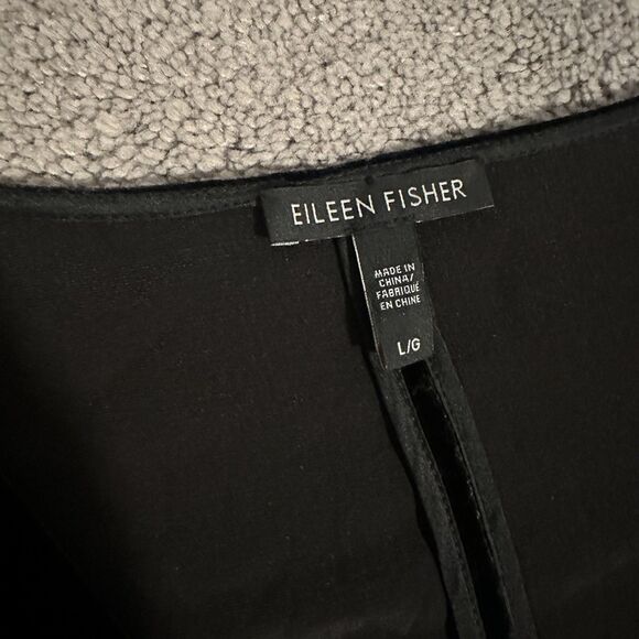 Eileen Fisher $338 V Neck Kimono Dress L Velvet Black Knee Length Party Holiday - Picture 4 of 9